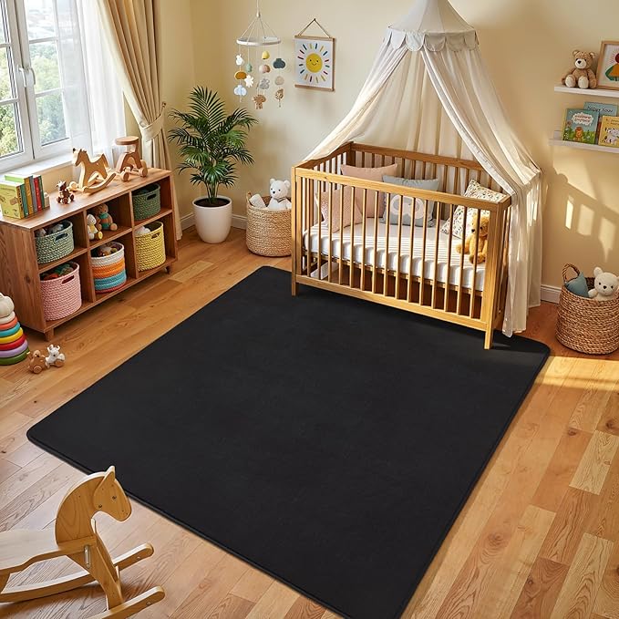 Amearea 4x4 Square Area Rugs for Bedroom Living Room, Modern Black Thickened - Image 2
