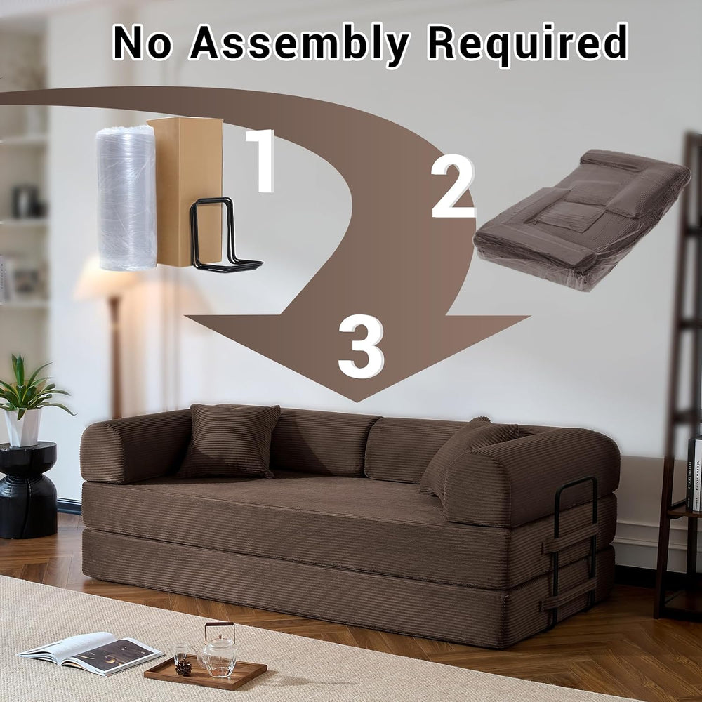 79" Convertible Futon Sofa Bed,5-In-1 Boneless Couch for Small Spaces