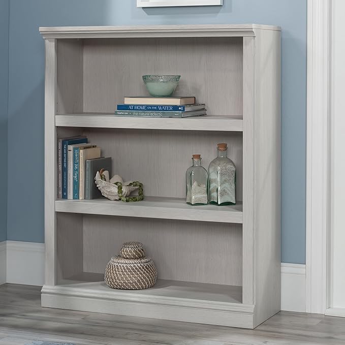 Sauder 3 Tier Book Shelf Wooden Bookcase Multipurpose Bookshelf for Home Offi...