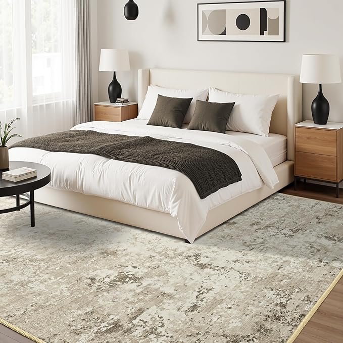 Toneed Abstract Area Rug 5x8 Modern Washable Rug Soft Non Slip Rug Low Pile - Image 3