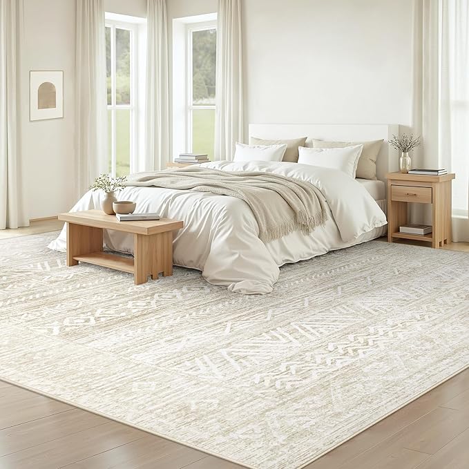 Living Room Rugs 8x10: Washable Moroccan Geometric Boho Rug Farmhouse Non Slip - Image 2