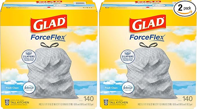 Glad ForceFlex Tall Kitchen Trash Bags, 13 Gallon, Fresh Clean by GladTrashFoodStorage