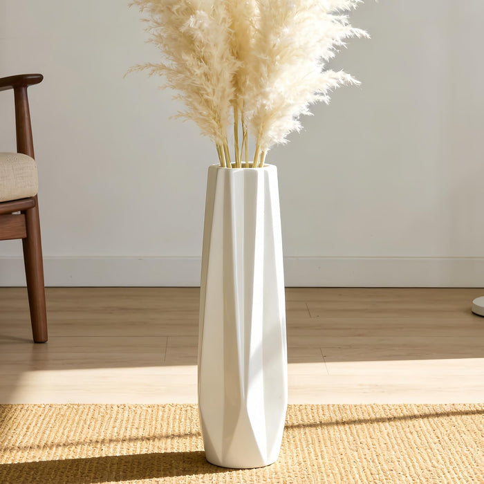 Ceramic Tall Floor Vase, White 17.7" Large Flower Vase Decorative Vases for Pampas Grass Living Room Modern Home Decor Office Bedroom Kitchen Wedding House Décor, Gift for Wedding Housewarming