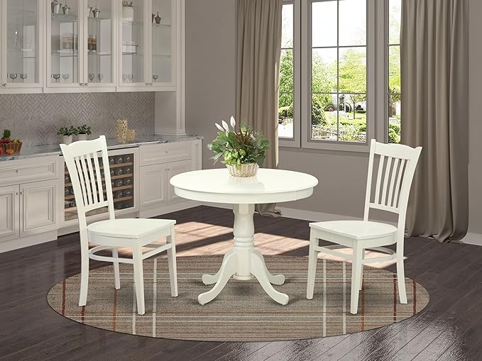 East West Furniture ANGR3-LWH-W 3 Piece Kitchen Table & Chairs Set Contai...