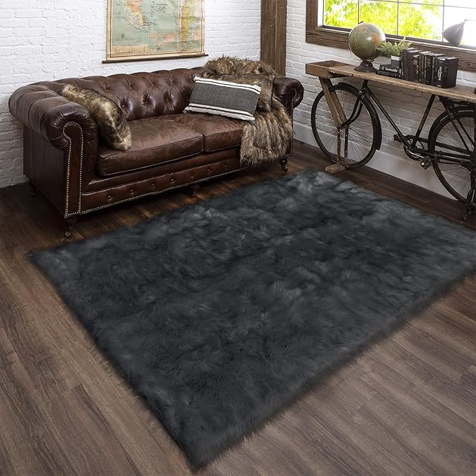 Latepis 5x8 Dark Grey Area Rug for Sofa Floor Bedroom Rugs Living Room Rugs by Latepis