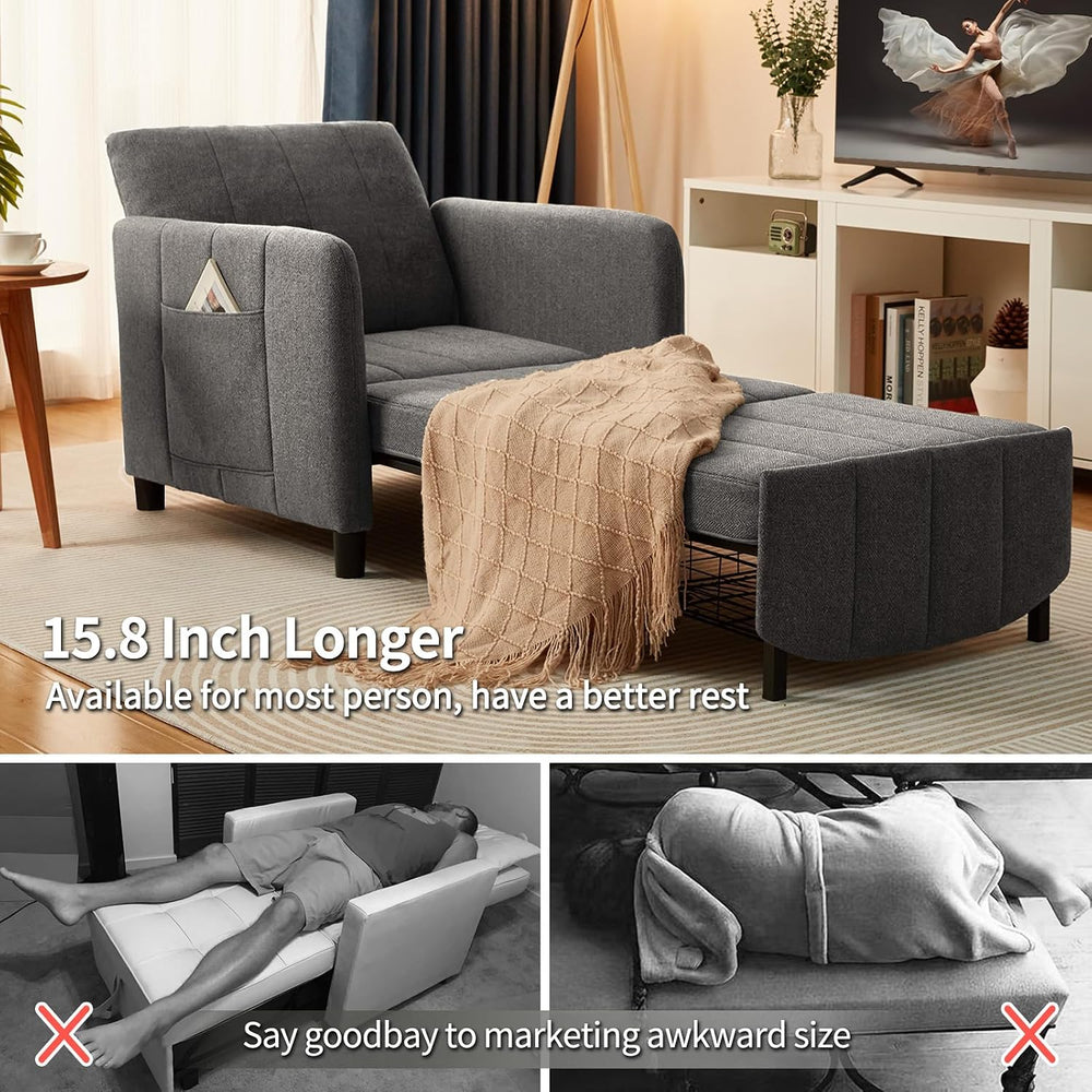Sleeper Chair 84" Extra Long Convertible Chair Bed Upgraded 3-in-1 to 4-...