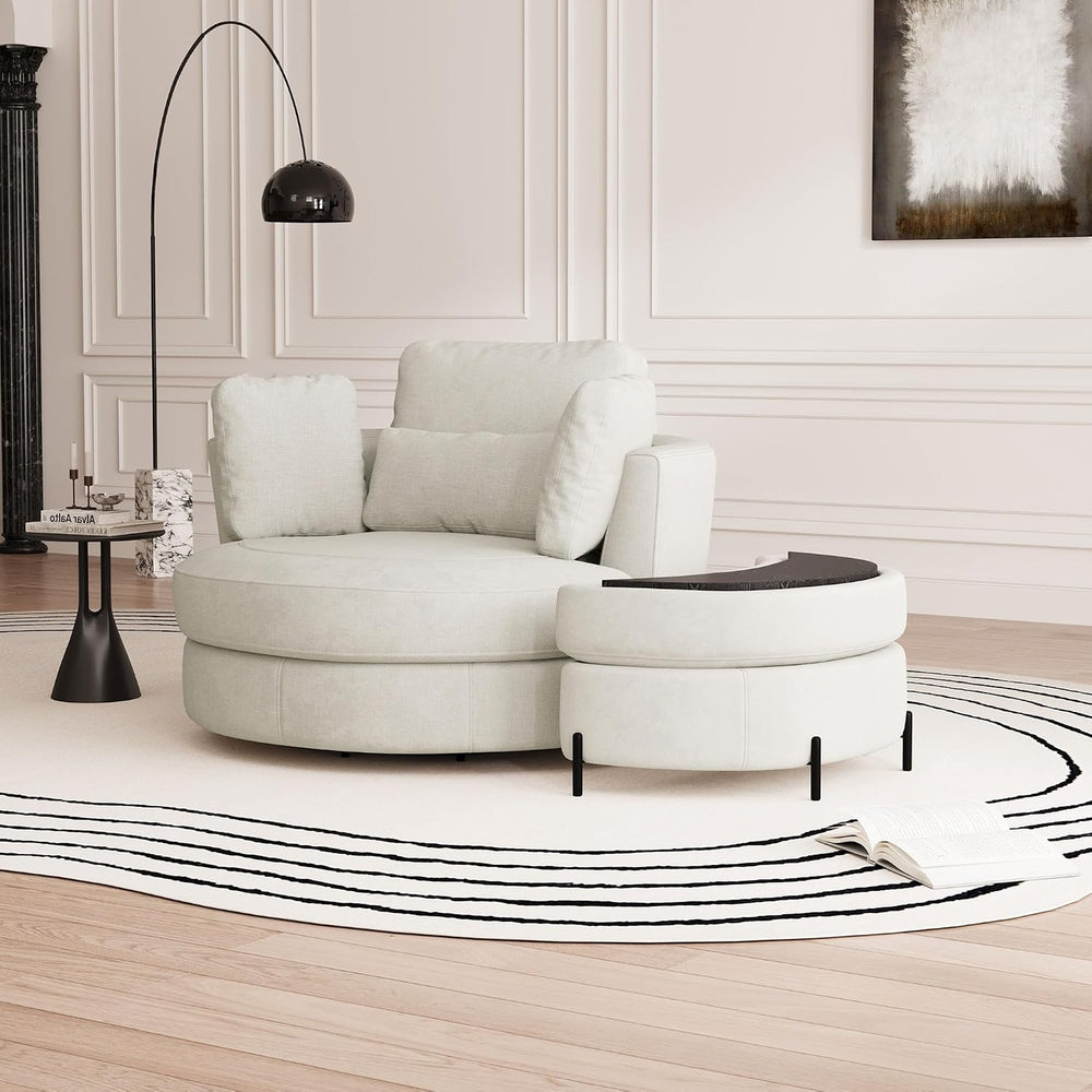Aoiy & Wifon 50'' W Oversized Swivel Barrel Chair with Storage Ot...
