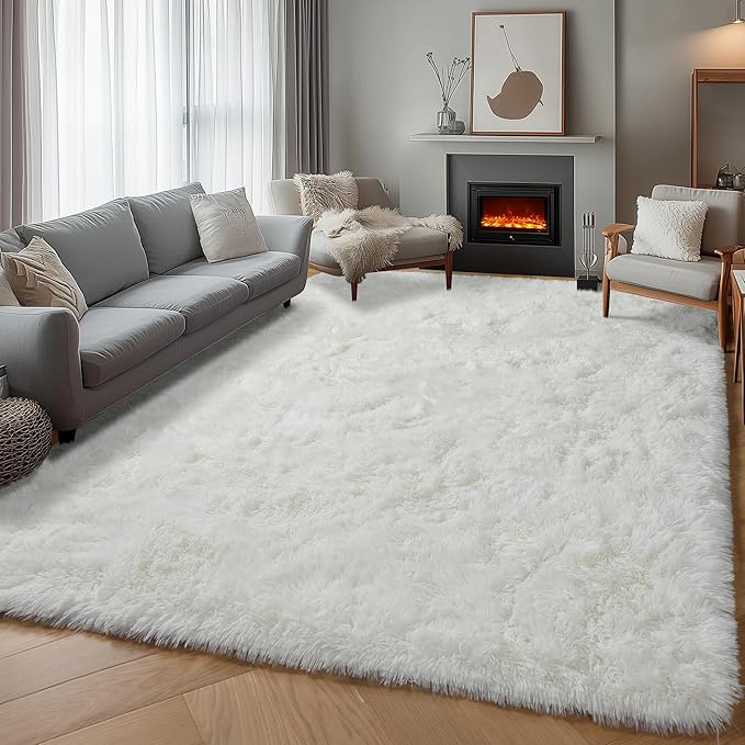 ONASAR Cream White Rugs for Living Room Bedroom, 5x8 Fluffy Bedside Area Rug - Image 4