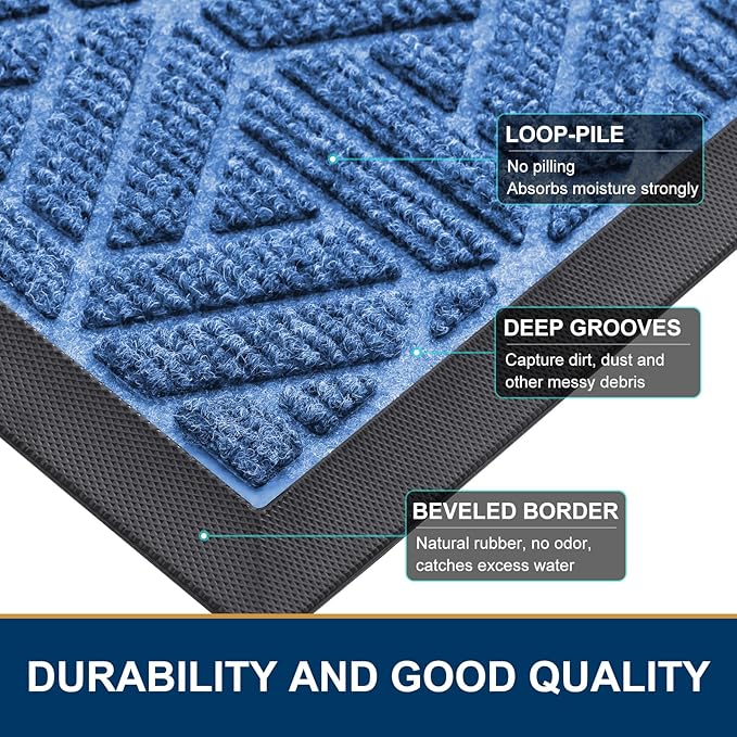 Smiry Front Door Mat Outside Entrance, Heavy Duty Sturdy Natural Rubber Doormat - Image 4