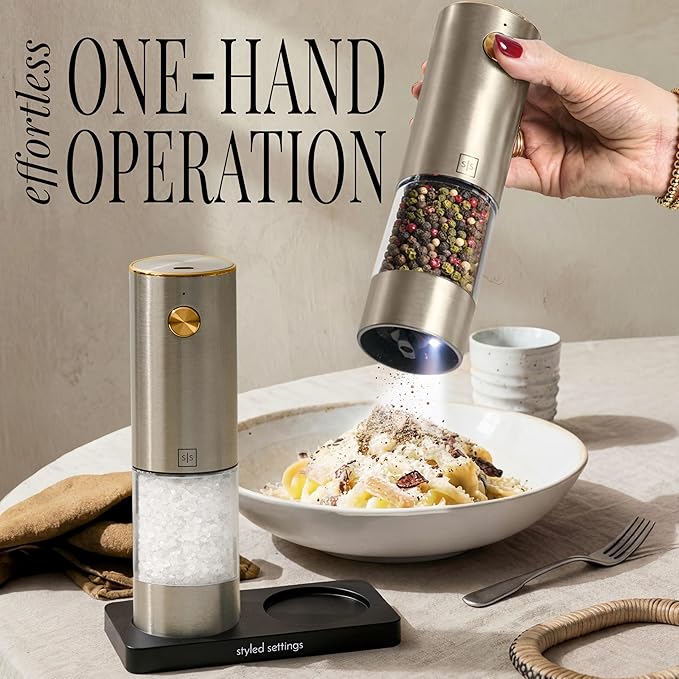 Electric Salt and Pepper Grinder Set Rechargeable – Stainless Steel Salt and - Image 2