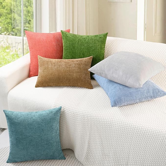 CaliTime Throw Pillow Covers Decorative 16 X 26 Inches Pack of 2 Cozy Chenille - Image 4