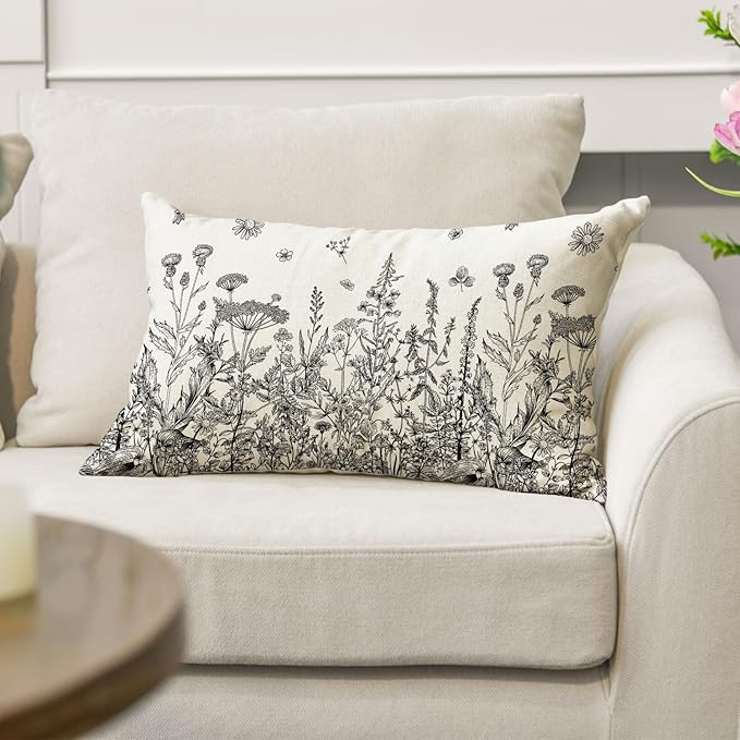AVOIN colorlife Wildflowers Spring Antique Herbs Throw Pillow Cover, 12 x 20 - Image 5