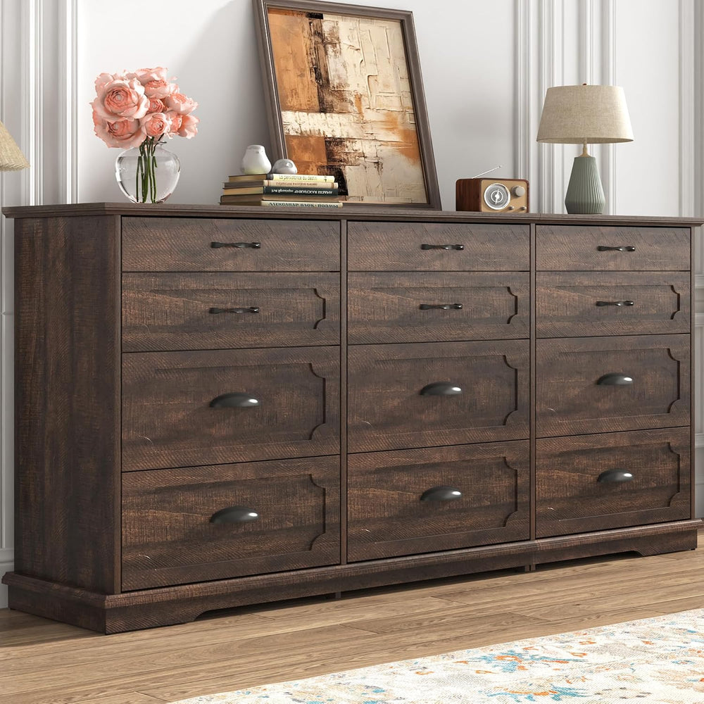 chartustriable 70inch Large Long Dresser w/Charging Station,12 Drawer Dresser...