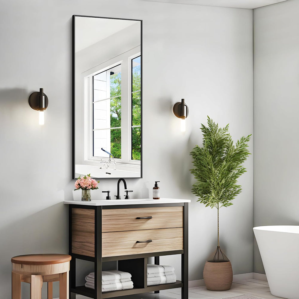 KOCUUY Black Mirror 20x48 Inch, Metal Framed Mirror for Bedroom, Modern Decor...