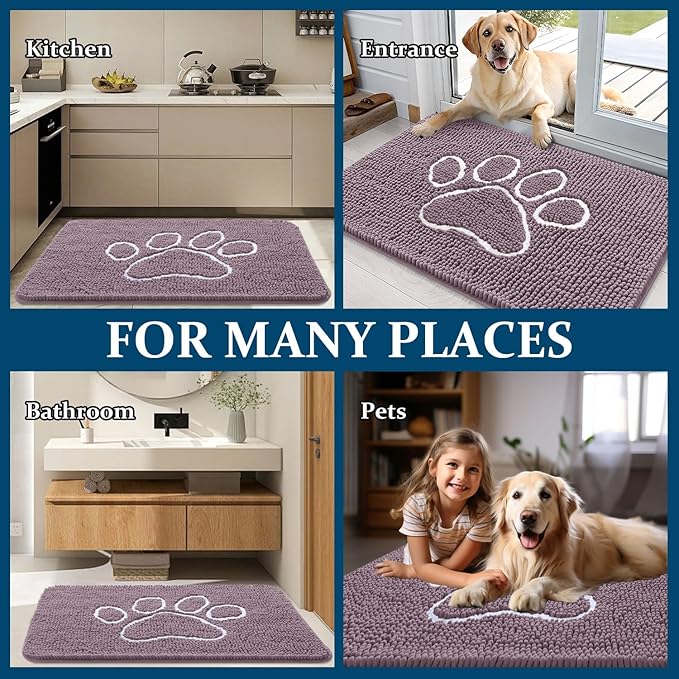 OLANLY Dog Door Mat for Muddy Paws 30x20, Paw Print Design, Absorbs Moisture - Image 8