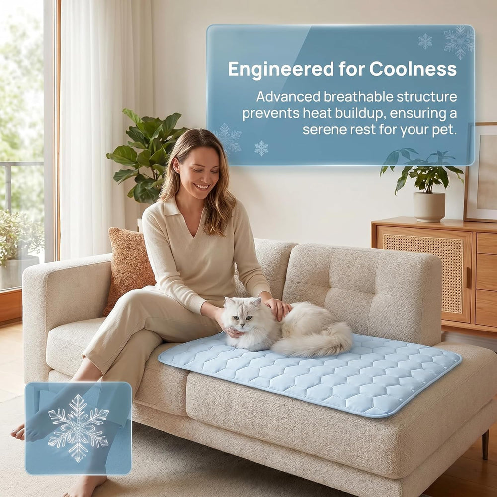 Dog Cooling Mat for Large Dogs,Washable Self Cooling Pet Pad with Non Slip Bo...