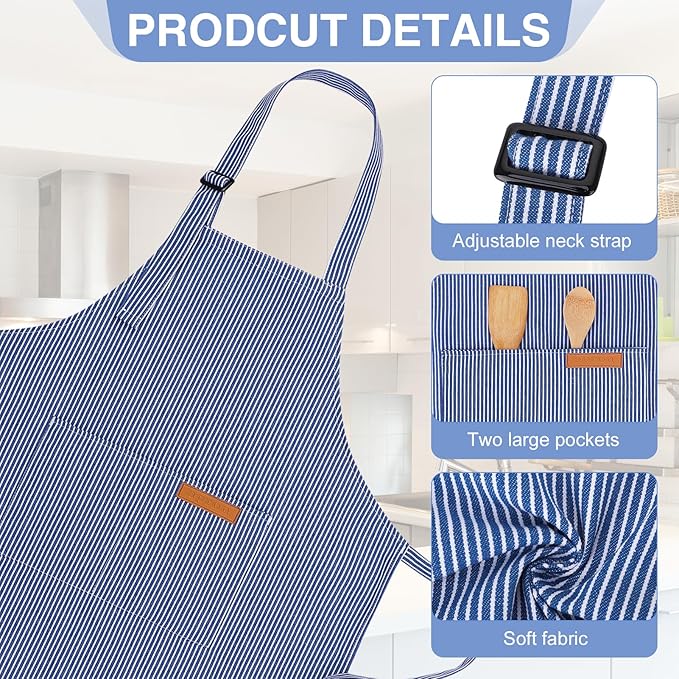 2 Pack Stripes Kids Apron, Kids Cooking Aprons - Image 3