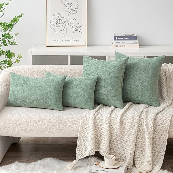 MIULEE Pack of 2 Couch Throw Pillow Covers 18x18 Inch Soft Greyish Green - Image 4