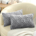 decorUhome Throw Pillow Covers 12x20 Inch Set of 2, Soft Plush Faux Wool Grey by decorUhome