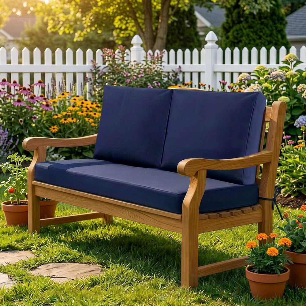 Outdoor Loveseat Cushions, 48×24×5 Inch, Waterproof, Navy Blue