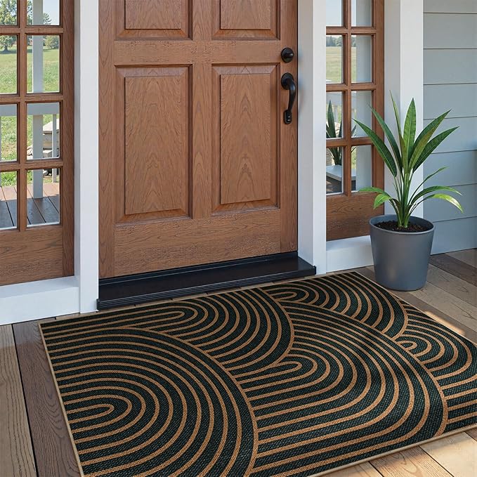 Lahome Enfys Modern Rainbow Easy Jute Patio Rug, 3x5 Washable Rugs - Image 2