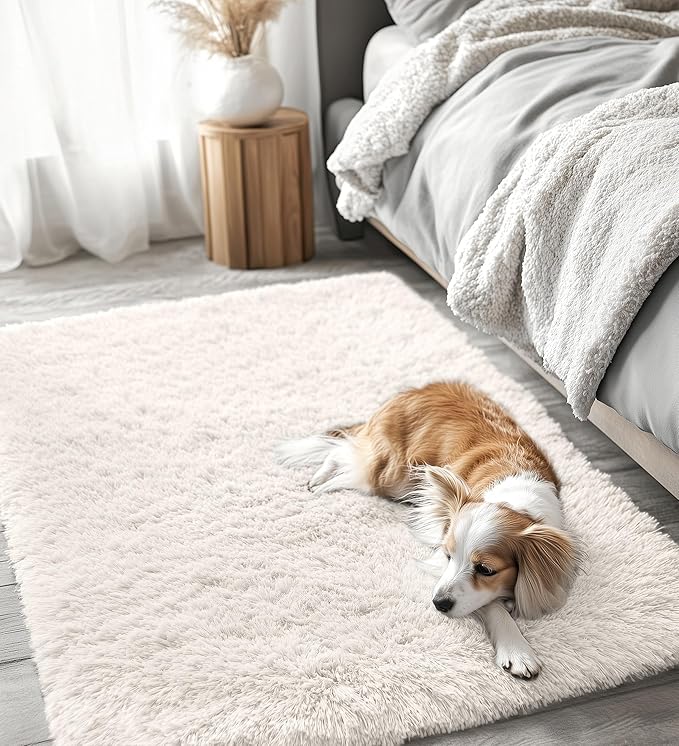 OLANLY 3x5 Machine Washable Small Bedside Rug, Soft Fluffy Shaggy Rugs - Image 8