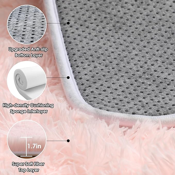 ONASAR Pink 6x9 Area Rugs for Living Room Bedroom, Large Fluffy Bedside Throw - Image 3