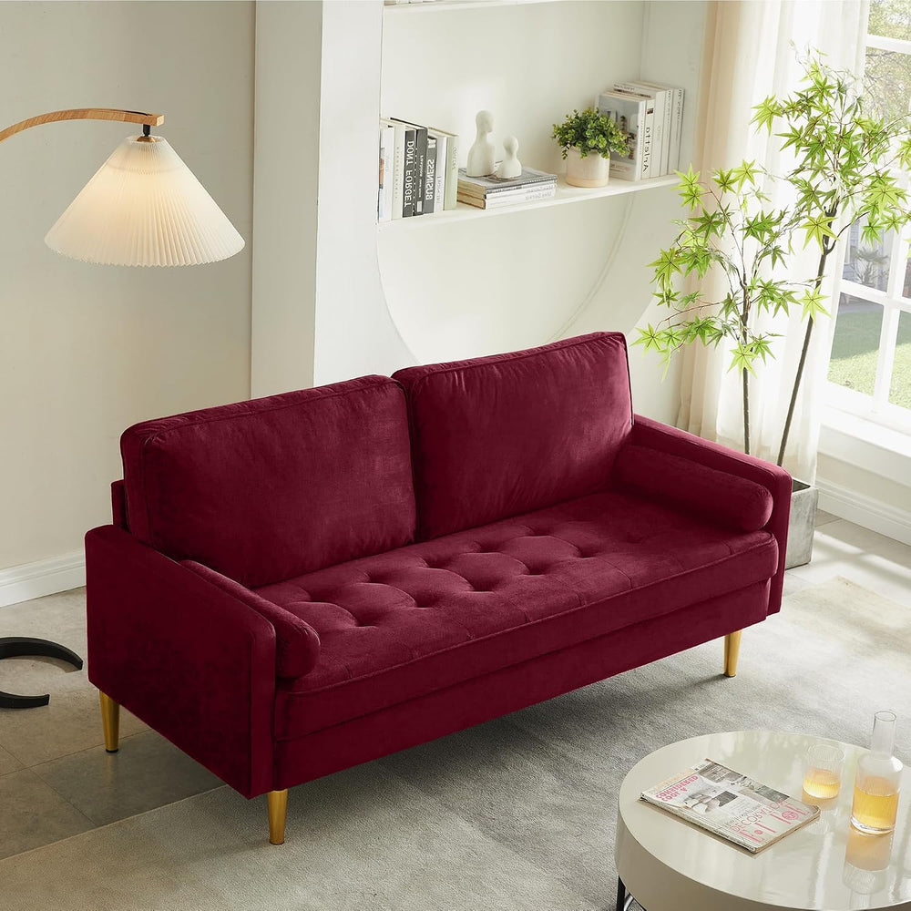 Velvet Loveseat Sofa,Mid Century Modern Small Love Seats Furniture Comfy Couc...