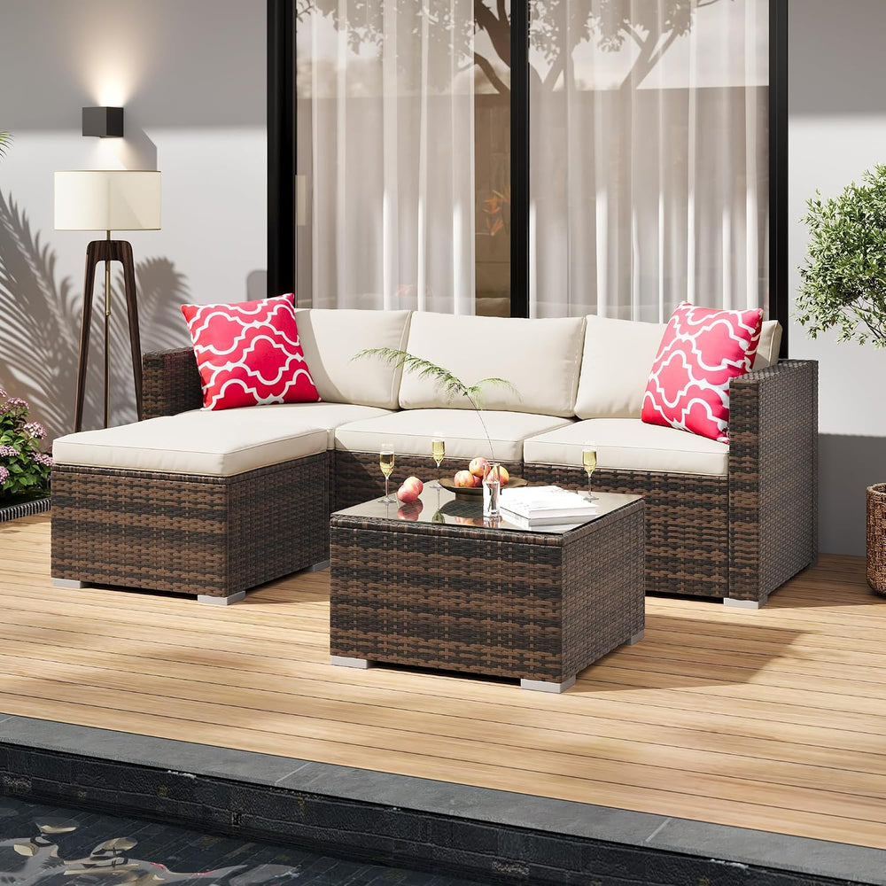 GAOMON 5-Piece All-Weather Patio Furniture Set, Convertible Outdoor Sectional...