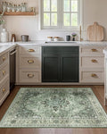 Area Rugs 3'x4' Washable Non-Slip, Floral Vintage Distress Print Pattern by RELEANY