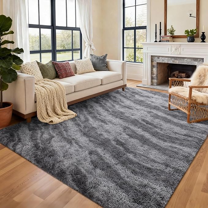 Area Rugs for Living Room, Tie-Dyed 5x7 Feet Soft Fluffy Shagg Plush Rug High - Image 3