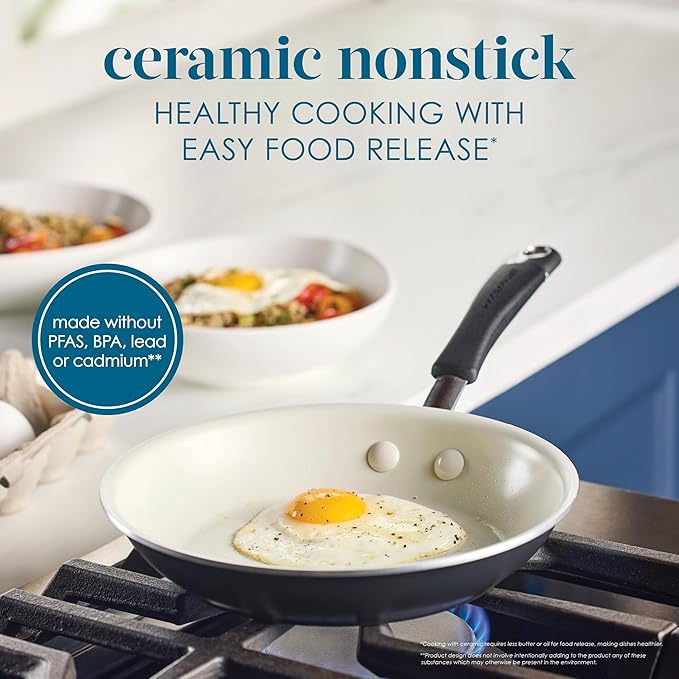 Rachael Ray Cucina Ceramic Nonstick Frying Pan/Skillet, 8.5 Inch Non Stick Open - Image 3