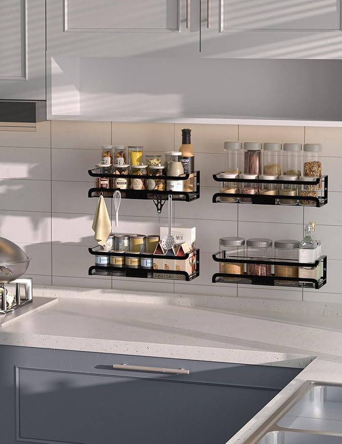 Spice Rack Wall Mount with Hooks - Image 4