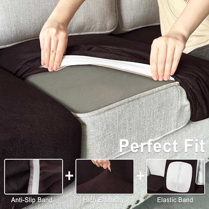 Leather Look Couch Cushion Covers Sofa Seat Slipcovers Sets Couches Furniture - Image 4