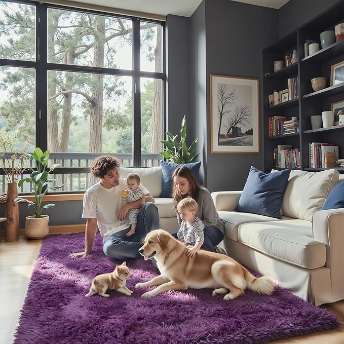 Area Rugs 10x14 Living Room, Shaggy Carpet Soft Plush Furry Bedside Rug Large - Image 8