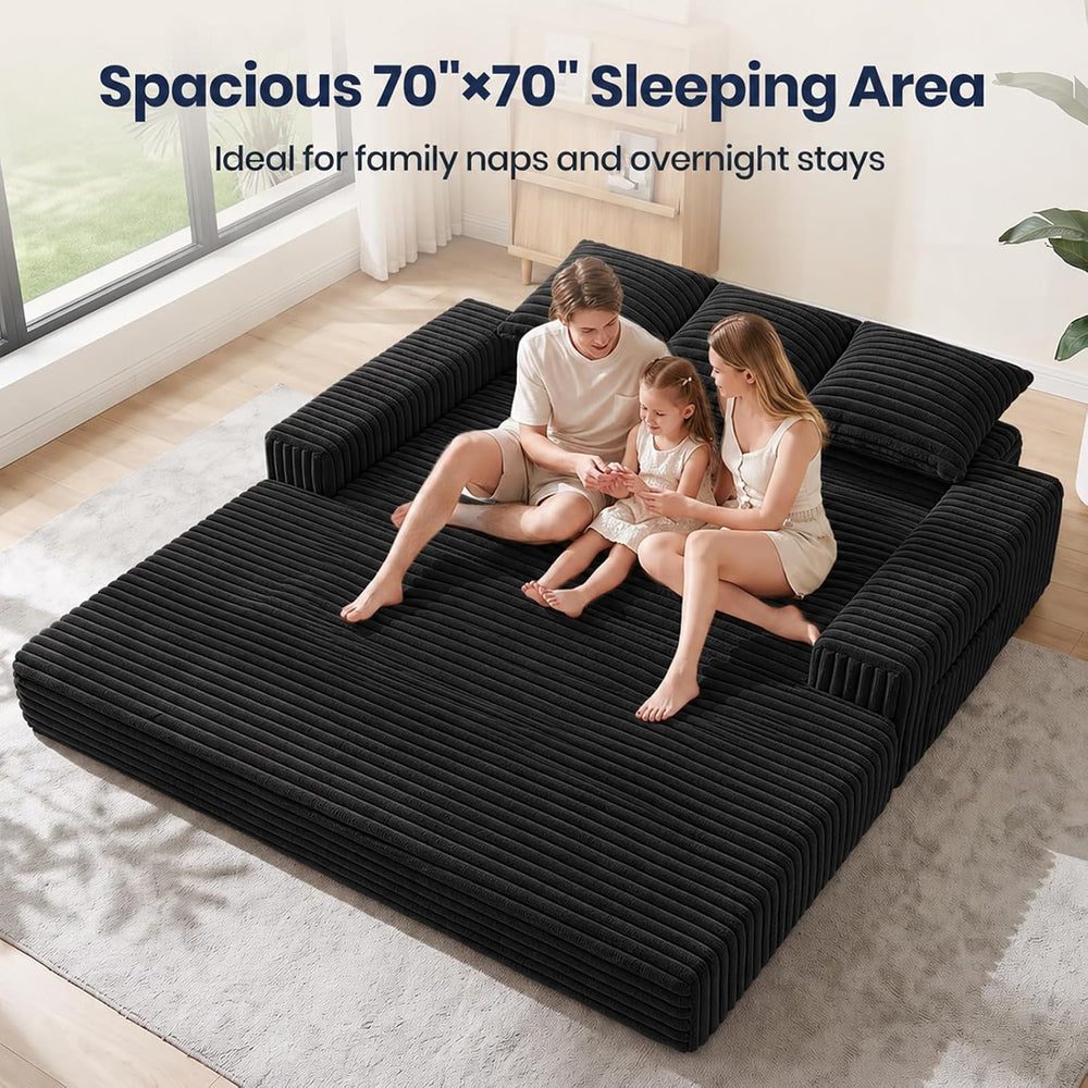 2-in-1 Convertible Sofa Bed, 70" Boneless Couch