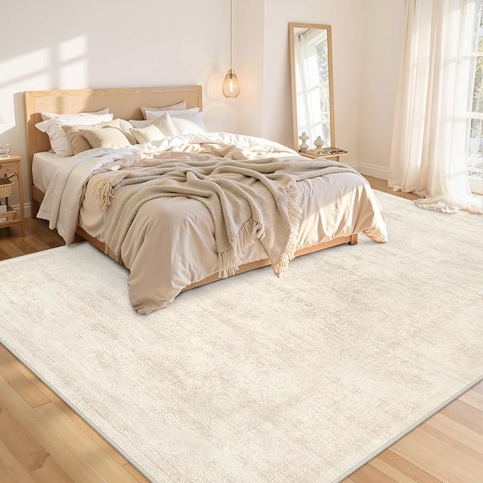 Area Rugs 9x12 Living Room: Vintage Boho Neutral Washable Rug Indoor Soft Large - Image 2
