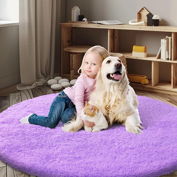 Super Soft Circle Rugs for Girls Princess Castle Toddlers Play Tent 5 Diameter - Image 2