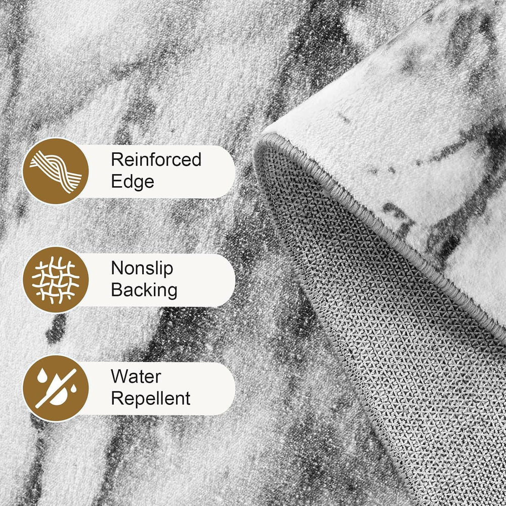 6x9 Washable Non-Slip Area Rug for Living Room (Silver Gray)