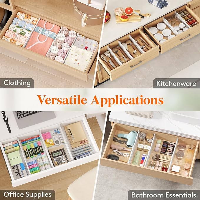 Lifewit 4" Tall 12 Pack Drawer Dividers, 27-42cm/10.5-16.5" Expandable Drawer - Image 7
