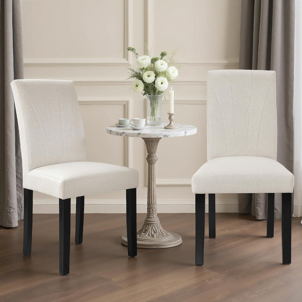 VECELO Upholstered Dining Chairs Set of 2, Modern Fabric and High Back & ...