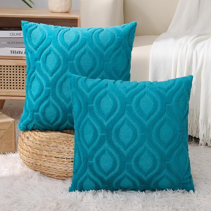 decorUhome Summer Throw Pillow Covers 22x22 Inch Set of 2, Soft Plush Faux Wool - Image 9