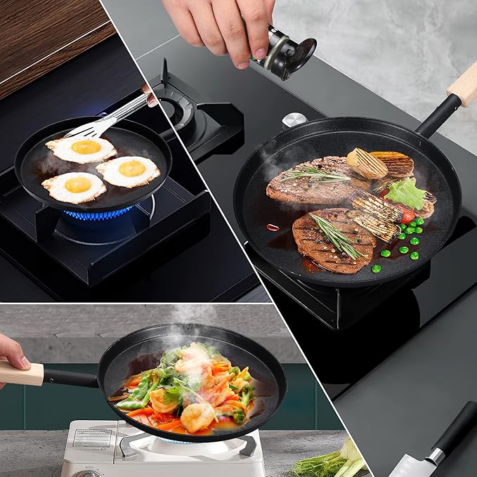 bodkar Frying Pan Skillet 8-inch Flat Griddle Pan, Lightweight Small Grill Pan - Image 8