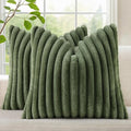 decorUhome Cozy Faux Fur Throw Pillow Covers 16x16 Set of 2 Decorative Soft by decorUhome