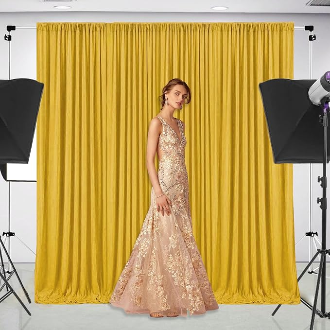 10 x 7 Feet Gold Backdrop Curtain for Partie, Background Curtains for Photosh...