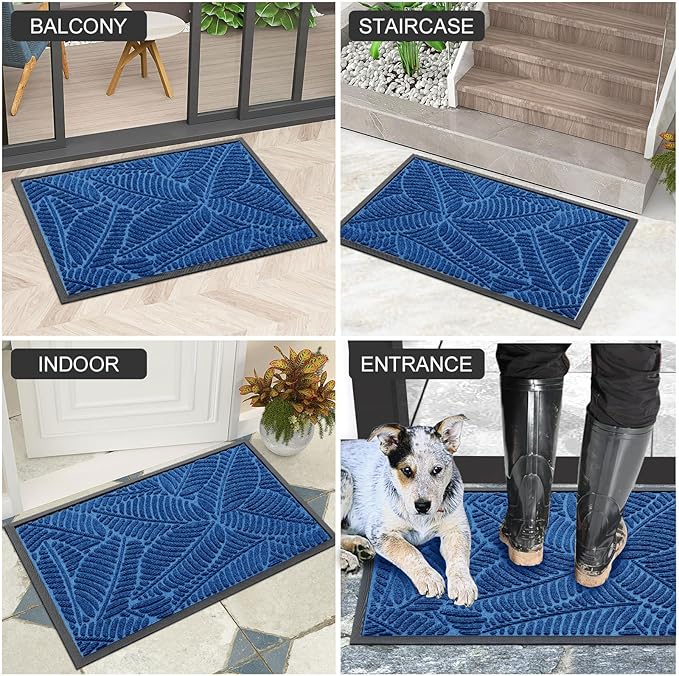 Colorxy Waterproof Doormat, Sturdy Natural Rubber Front Door Mats, Non Slip Low - Image 6