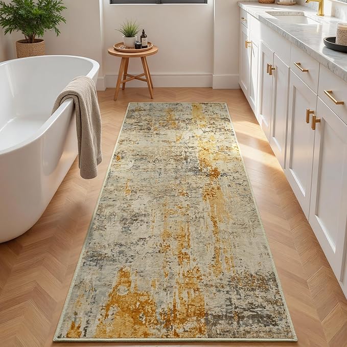 Runner Rug for Kitchen Beige Hallways Runner Rug Non Slip 2'6''x8' Washable - Image 3