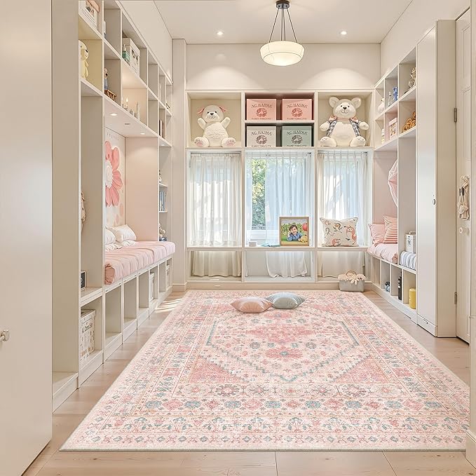 zesthome 7x9 Washable Rugs for Baby Girl, Super Soft Pink Rugs for Nursery Room - Image 8