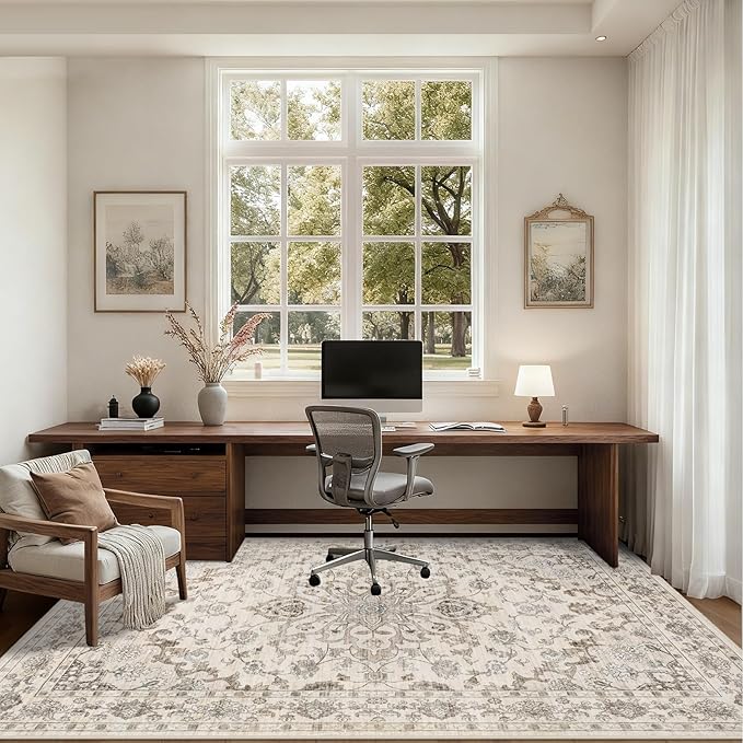 3x5 Area Rugs Living Room Rug: Washable Vintage Distressed Floral Rug No Slip - Image 5