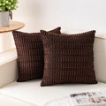 Pack of 2 Corduroy Decorative Throw Pillow Covers 22x22 Inch Soft Striped by Unknown